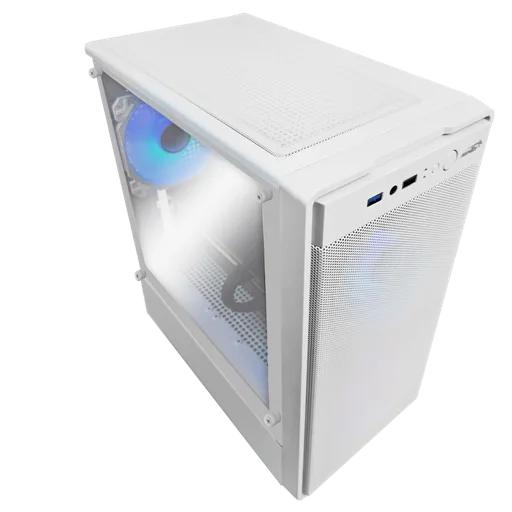 Gabinete Sentey M12 Coyote Mesh TG C/Coolers x3 ARGB Vidrio Templado White
