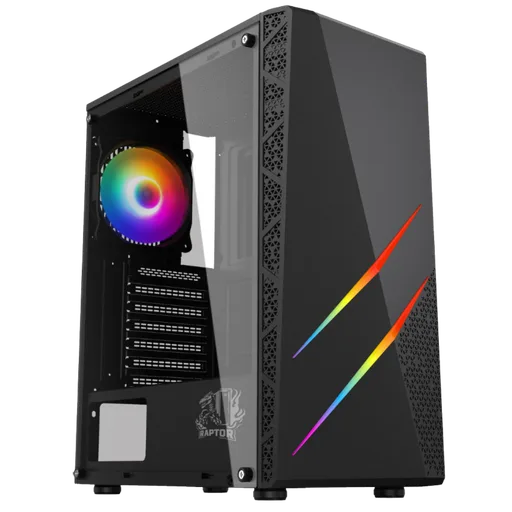 Gabinete Raptor Blaze Force V2 TG C/Coolers x3 RGB Vidrio Templado