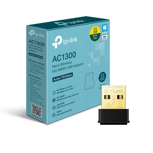 Placa De Red USB Tp-Link Archer T3U Nano AC1300 Dual Band MU MIMO