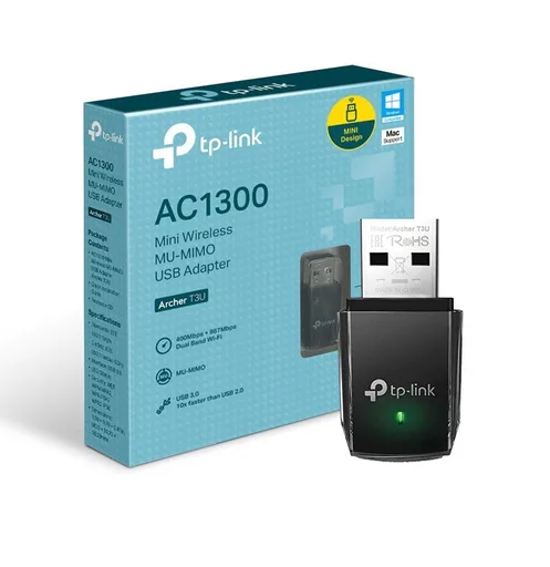 Placa de Red USB Tp-Link Archer T3U AC1300 Dual Band MU-MIMO