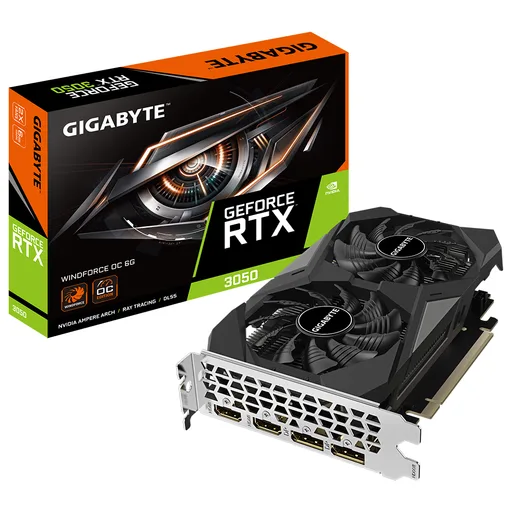 Placa de Video Gigabyte NVIDIA GeForce RTX 3050 6GB Windforce OC V2