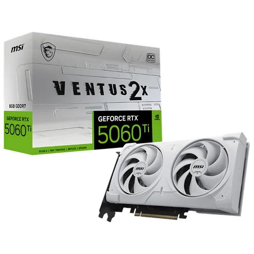 Placa de Video MSI NVIDIA GeForce RTX 5060 Ti 8GB Ventus 2X OC White Plus