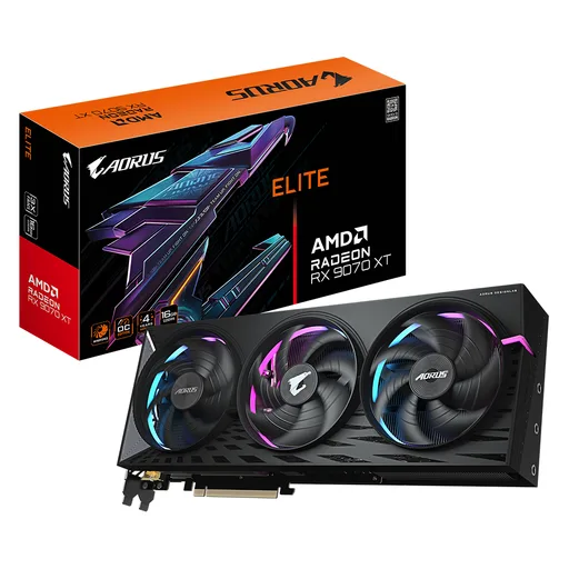 Placa de Video Gigabyte AMD Radeon RX 9070 XT 16GB AORUS Elite OC