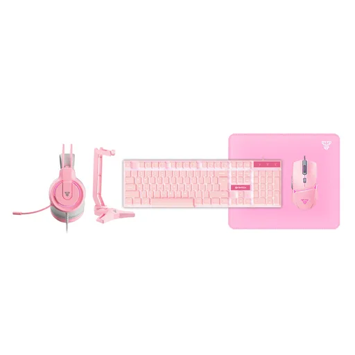 Gaming Kit Fantech P51 5 en 1 TEC+MOU+PAD+AUR+Stand Pink ENG