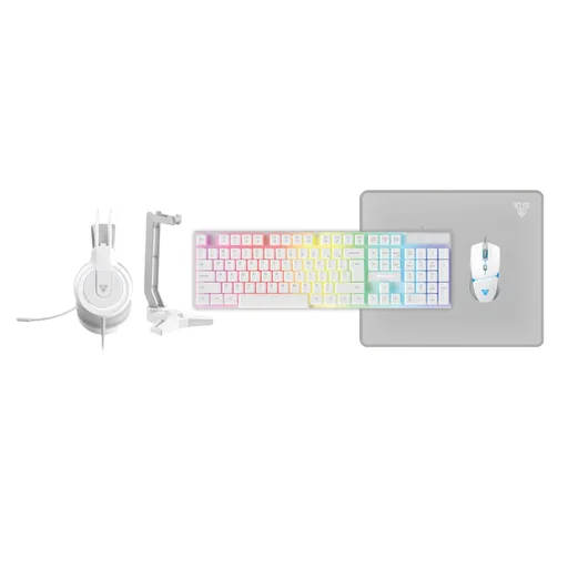 Gaming Kit Fantech P51 5 en 1 TEC+MOU+PAD+AUR+Stand White ENG