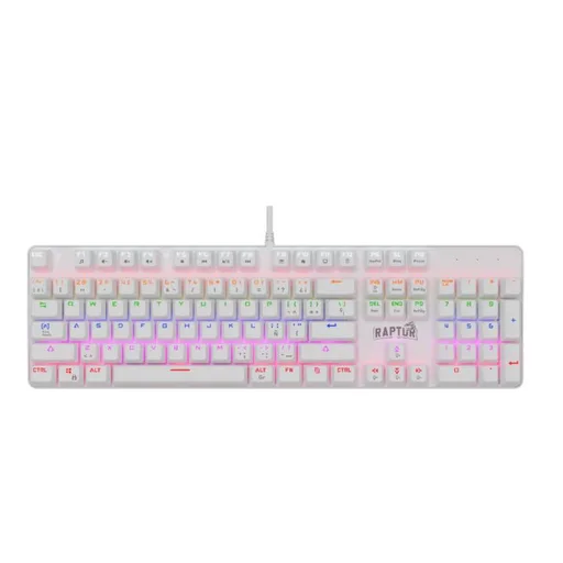 Teclado Mecánico Raptor Fireclaw M104 Red Red Switch Español Blanco RGB