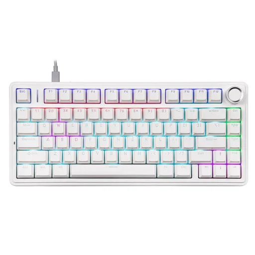 Teclado Mecánico AULA F75 Red Switch Ingles USB White RGB