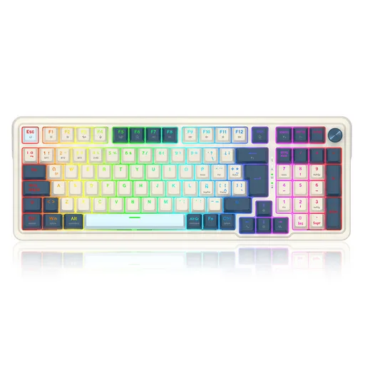 Teclado Mecánico Redragon Eisa Pro K686WB EN Blue Switch Español White Blue RGB