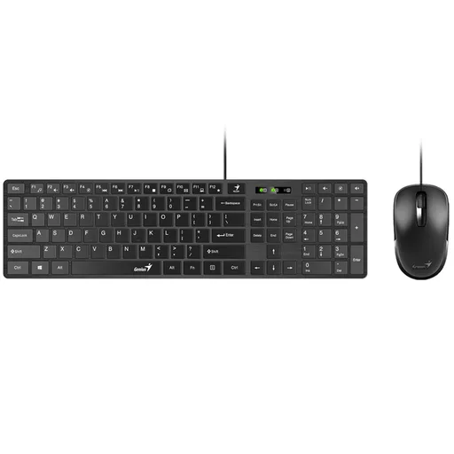 Combo Teclado y Mouse Genius Kit Teclado y Mouse Slimstar C126 USB Negro