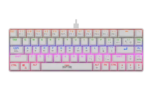 Teclado Mecánico Raptor Fireclaw M68 Red Red Switch Español Blanco