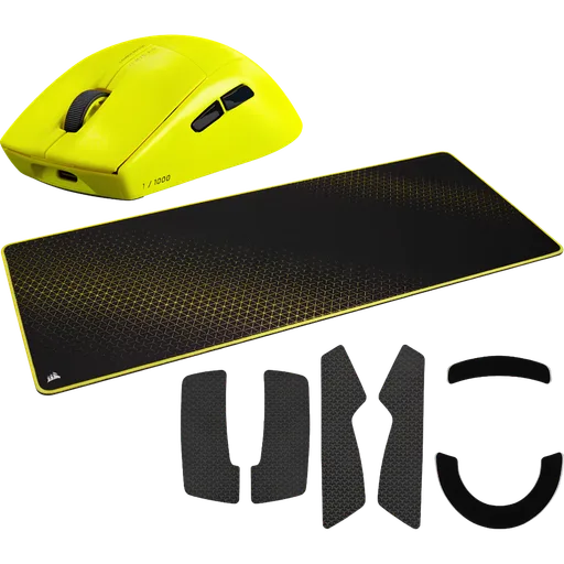 Combo Mouse Corsair M75 Wireless Amarillo + Pad Negro y Amarillo