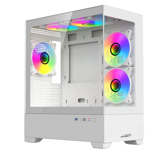 Gabinete Sentey H30 TG C/Coolers x5 ARGB Vidrio Templado White