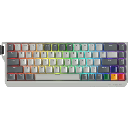 Teclado Magnético Fantech Atom HE68 PRO Super Maxfit Emerald Switch Ingles Grey Wireless ARGB