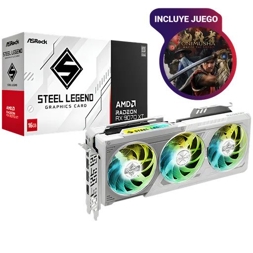 Placa de Video ASRock AMD Radeon RX 9070 XT 16GB Steel Legend