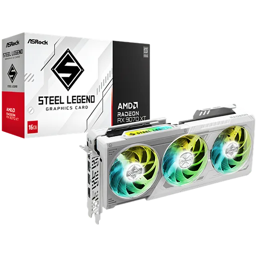 Placa de Video ASRock AMD Radeon RX 9070 XT 16GB Steel Legend