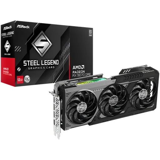 Placa de Video ASRock AMD Radeon RX 9070 12GB Gre Steel Legend OC