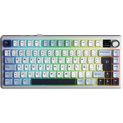 Teclado AULA F75 Max Reaper Switch Español Wireless Blue/White/Dark Purple RGB