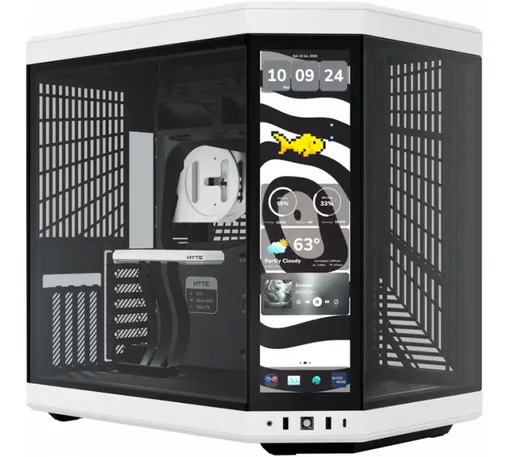 Gabinete HYTE Y70 Touch Infinite Panda Vidrio Templado Pantalla Táctil 2.5K LCD IPS 60Hz Inc. Cable Riser PCIe 4x16 USB-C 3.2