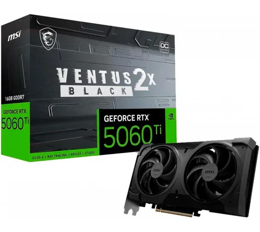 Placa de Video MSI GeForce RTX 5060 Ti 16GB Ventus 2X OC Black PLUS