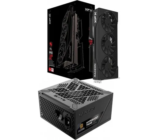 Combo XFX RX 9060 XT 16GB OC + Fuente XYZ 750W 80 Plus Gold Hypervolt