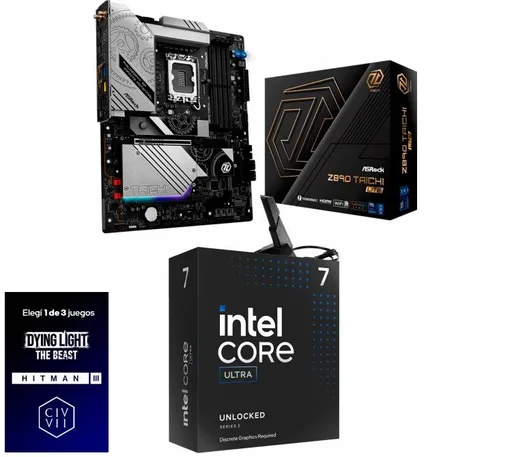 Kit Mother ASRock Z890 Taichi LITE WiFi + Procesador Intel Core Ultra 7 265KF 5.5GHz Turbo Socket 1851