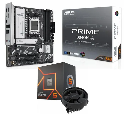 Kit Mother ASUS Prime B840M-A + Procesador AMD Ryzen 5 7600 5.1GHz Turbo AM5 + Wraith Stealth Cooler