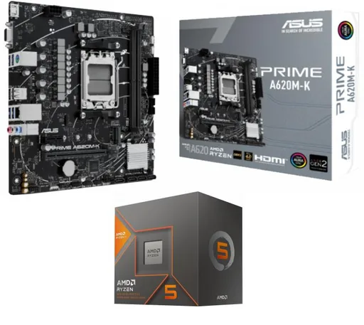 Kit Mother ASUS Prime A620M-K + Procesador AMD Ryzen 5 8600G 5.0GHz Turbo AM5 + Wraith Stealth Cooler