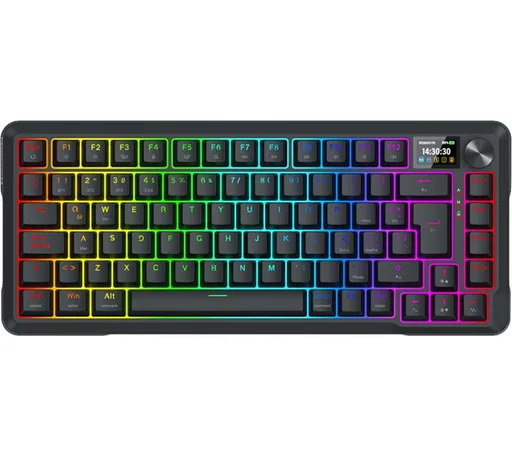 Teclado Mecánico Redragon Ucal K724 PRO Wireless 2.4GHz Bluetooth 5.0 Yolk Switch Black ESP RGB LCD
