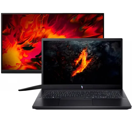 Combo Acer Nitro V 15 Ryzen 5 7535HS 8GB 512GB SSD RTX 3050 Win11 + Monitor Gamer Acer Nitro KG241Y 23.8" FHD 180Hz