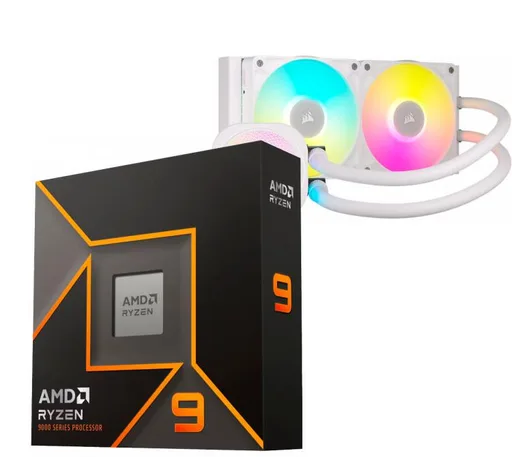 Procesador AMD Ryzen 9 9950X 5.7GHz Turbo + Corsair iCUE Titan Link 240 RX RGB White Water Cooler