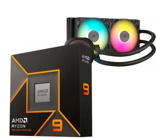 Procesador AMD Ryzen 9 9900X 5.6GHz Turbo + Corsair iCUE Titan Link 240 RX RGB Water Cooler