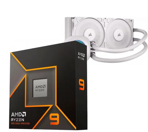 Procesador AMD Ryzen 9 9900X 5.6GHz Turbo + Corsair Nautilus 240 RS LCD White Water Cooler