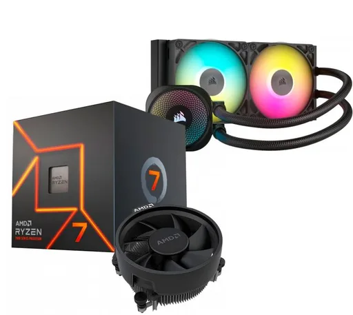 Procesador AMD Ryzen 7 7700 5.3GHz Turbo + Corsair iCUE Titan Link 240 RX RGB Water Cooler