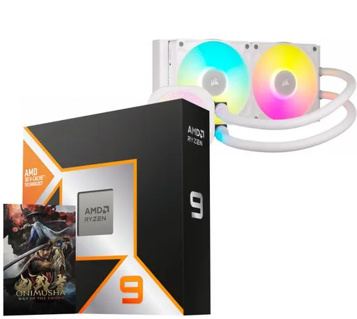 Procesador AMD Ryzen 9 9950X3D 5.7GHz Turbo + Corsair iCUE Titan Link 240 RX RGB White Water Cooler
