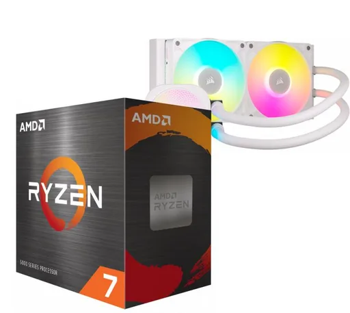 Procesador AMD Ryzen 7 5800XT 4.8GHz Turbo AM4 + Corsair iCUE Titan Link 240 RX RGB White Water Cooler