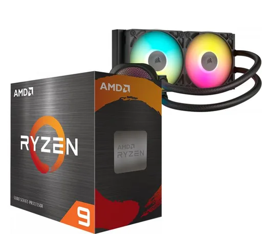 Procesador AMD Ryzen 9 5900XT 4.8GHz Turbo AM4 + Corsair iCUE Titan Link 240 RX RGB Water Cooler