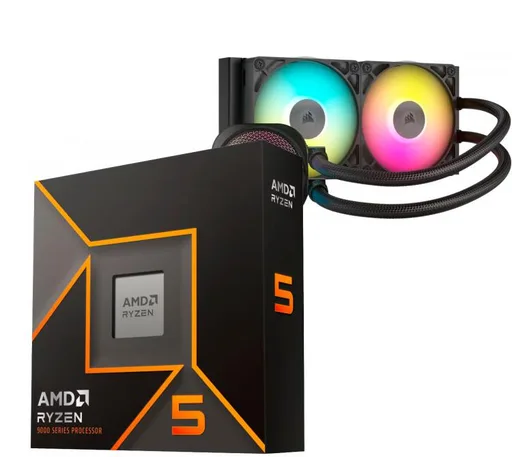 Procesador AMD Ryzen 5 9600X 5.4GHz Turbo + Corsair iCUE Titan Link 240 RX RGB Water Cooler