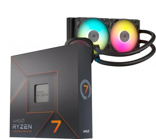 Procesador AMD Ryzen 7 7700X 5.4GHz Turbo + Corsair iCUE Titan Link 240 RX RGB Water Cooler