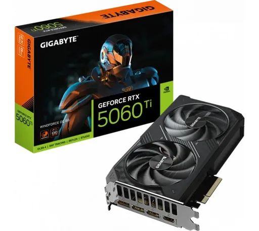 Placa de Video Gigabyte GeForce RTX 5060 Ti 8GB GDDR7 Windforce OC