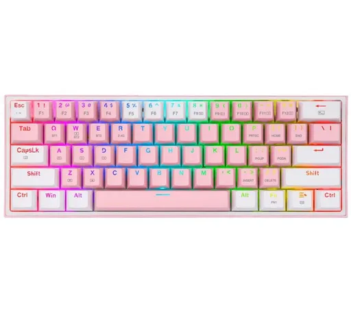Teclado Mecánico Redragon Fizz Pro K616 Wireless RGB 60% Pink/White