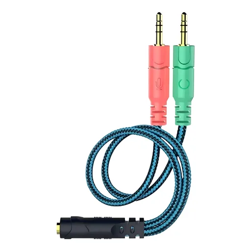 Cable Adaptador Doble Jack Audio y Micrófono Mallado