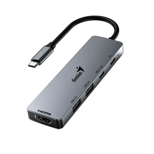 Hub Genius UH-500 USB-C a USB-C x2 (x1 Carga)/ USB-A x2/ HDMI 4K 60Hz