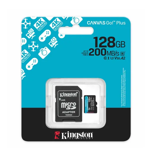 Memoria Micro SD Kingston 128GB Canvas Go Plus C/Adaptador 200MB/s