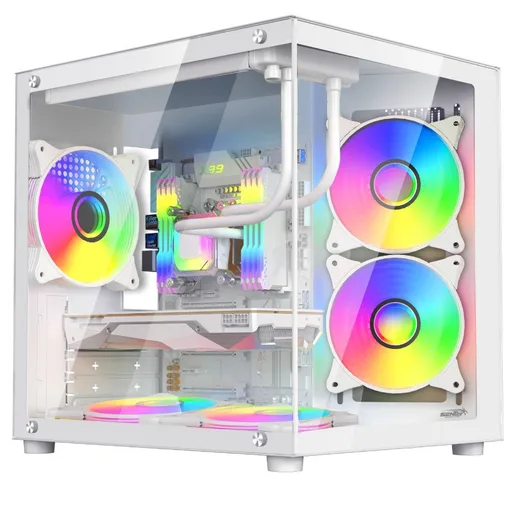 Gabinete Mid Tower Sentey Zeus 5 ARGB Fan Vidrio Templado Blanco
