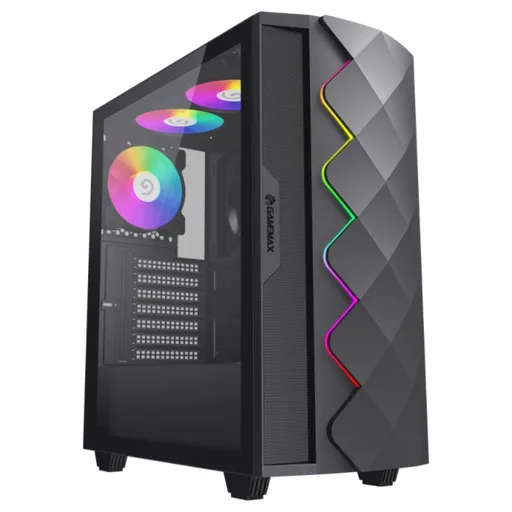 Gabinete Mid Tower GameMax Diamond CP BK 4 Fan ARGB Vidrio Templado
