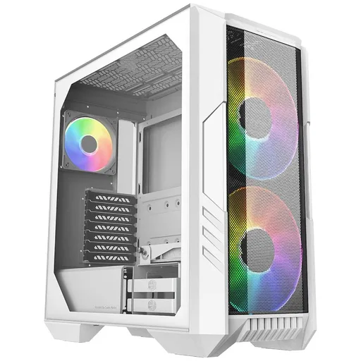 Gabinete Mid Tower Cooler Master Masterbox HAF 500 Blanco RGB