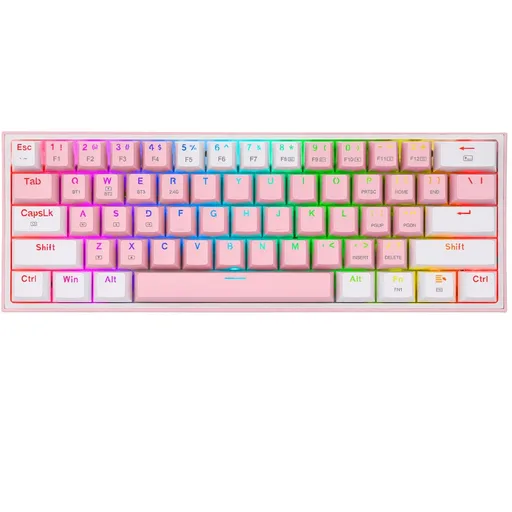 Teclado Gamer Mecánico Redragon K616 Fizz RGB Pro Rosa y Blanco
