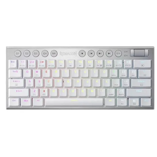 Teclado Gamer Redragon K632 RGB Mini Blanco Switch Rojo