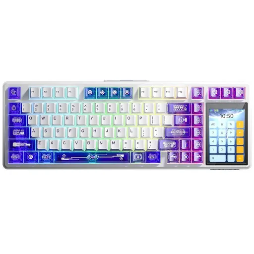 Teclado Gamer AULA L99 Blanco Violeta RGB Sw Caramel Latte