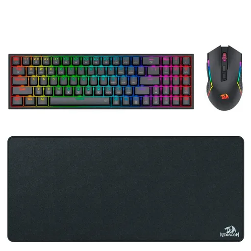 Kit Gamer Teclado y Mouse Redragon S136 Inalámbrico + Mouse Pad P032 XL